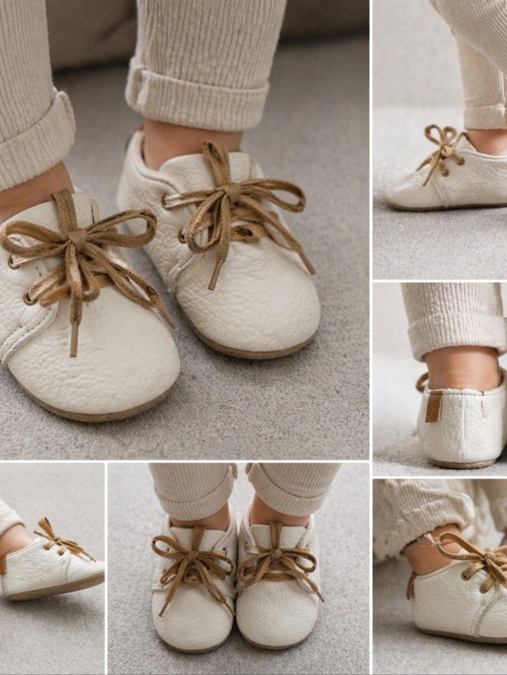 Mud Pie Baby White Soft Sole Leather Shoes 3-6 Months